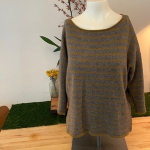 Eileen fisher xs wool and yak sweater mustard and grey